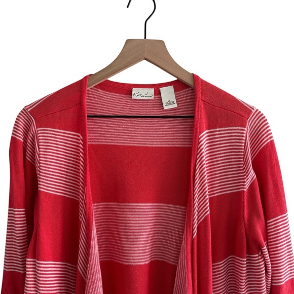 Kim Rogers Open Front Cardigan Size XL Striped Waterfall Casual - Picture 2 of 16